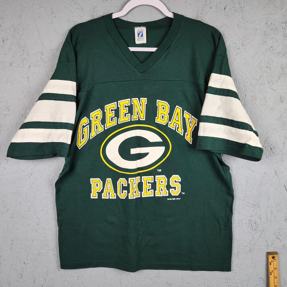Vintage Green Bay Packers Shirt Mens Large Green NFL Football Logo 7 90s Graphic